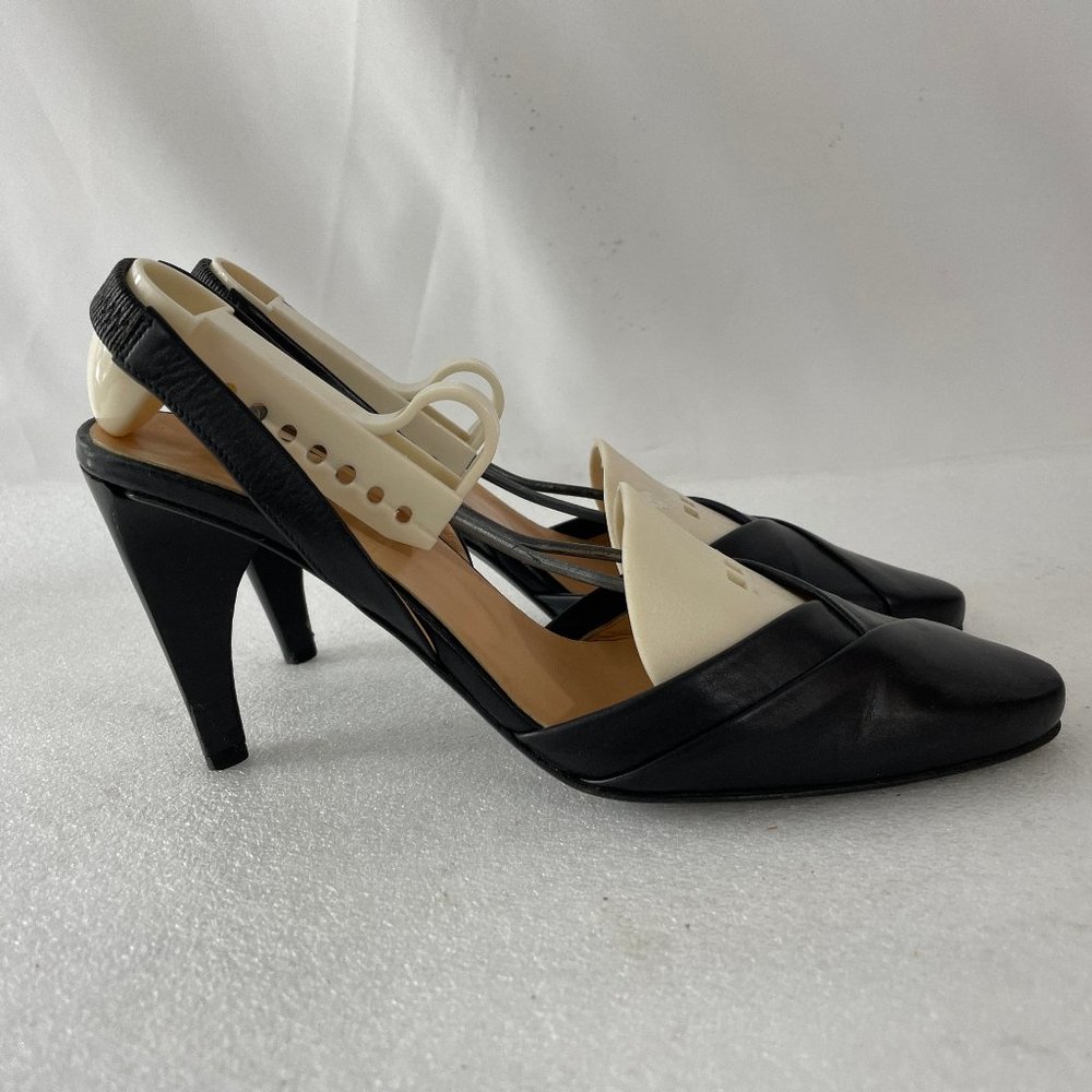 Bally Black Leather Slingback Sandals Heels